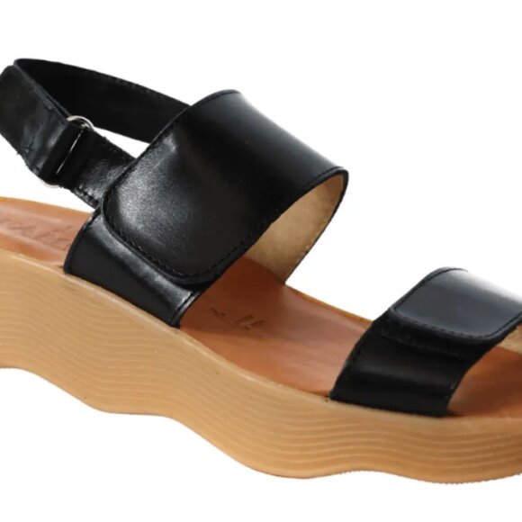 Famolare Bands of Time Coal Leather Black Women's Sandals - Picture 4 of 8